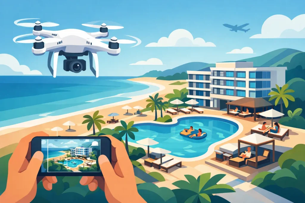 Zdjęcia dronem dla hotelu, które sprzedają pobyt