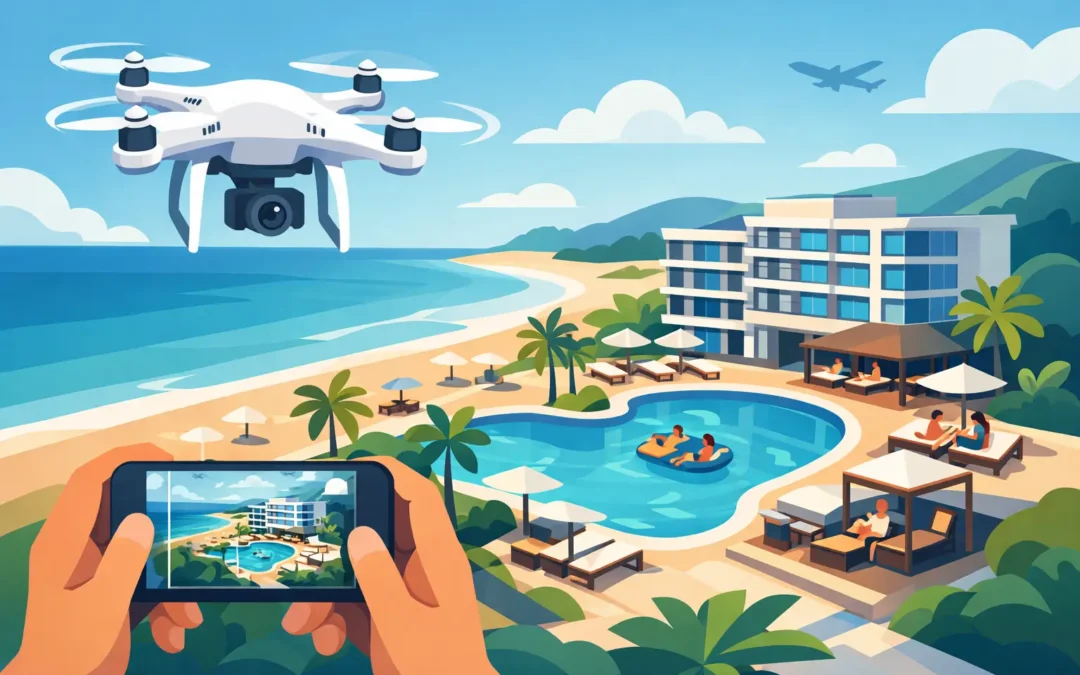 Zdjęcia dronem dla hotelu, które sprzedają pobyt